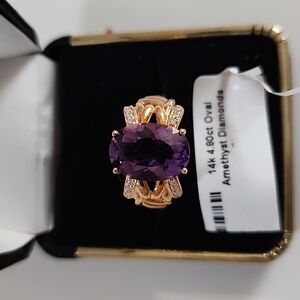 Oval Amethyst and Diamond Ring